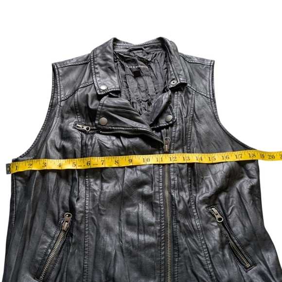 ROCK & REPUBLIC Moto Vest Grunge 90s Goth Rocker Women L Vegan Leather Black - Picture 11 of 13